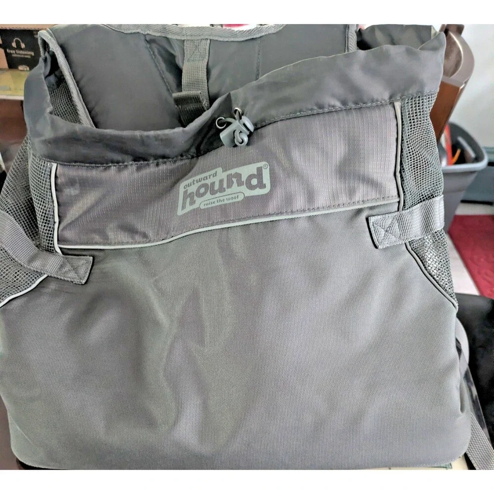 Outward Hound Dog Carrier Backpack Gray Mesh Pet Travel Bag Adjustable Medium